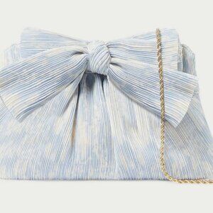 Loeffler Randall Rayne Blue Floral Bow Clutch —perfect bridal purse! Like New
